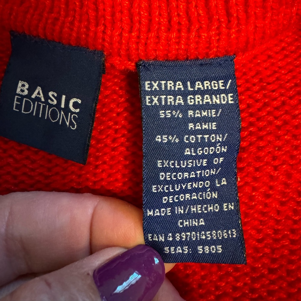 Basic Editions Red Holiday Cardigan - Picture 7 of 10